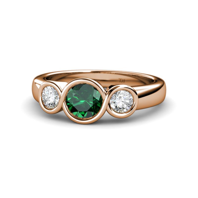 Naava Emerald and Diamond Three Stone Engagement Ring 