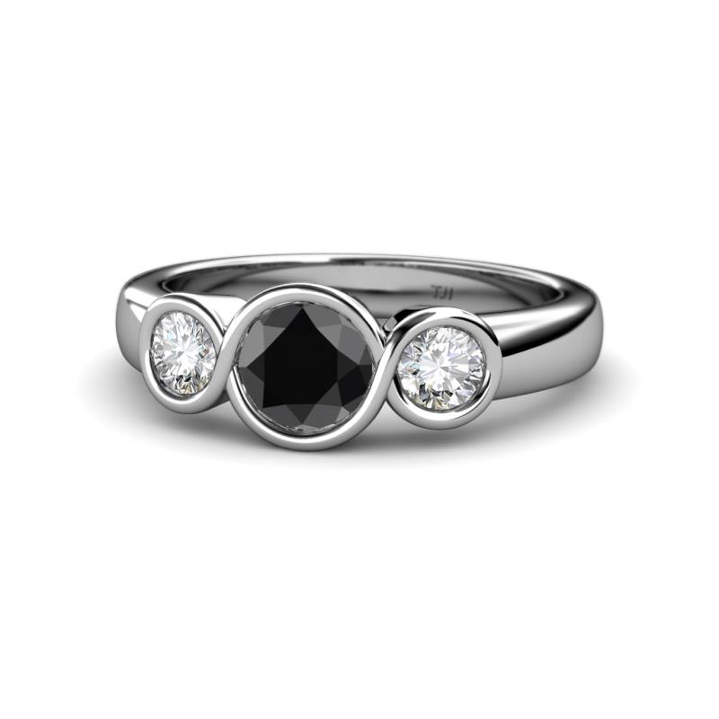 Naava Black and White Diamond Three Stone Engagement Ring 