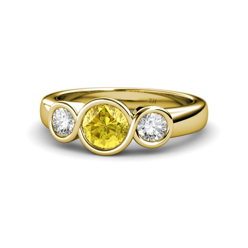 Naava Yellow Sapphire and Diamond Three Stone Engagement Ring 