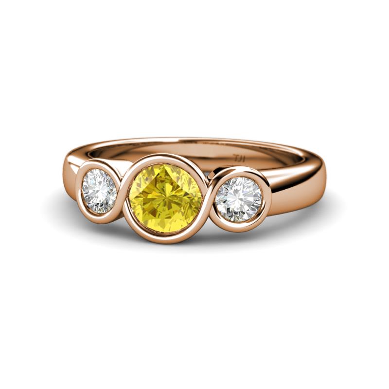 Naava Yellow Sapphire and Diamond Three Stone Engagement Ring 