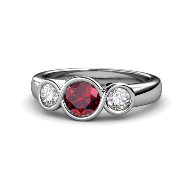 Naava Ruby and Diamond Three Stone Engagement Ring 
