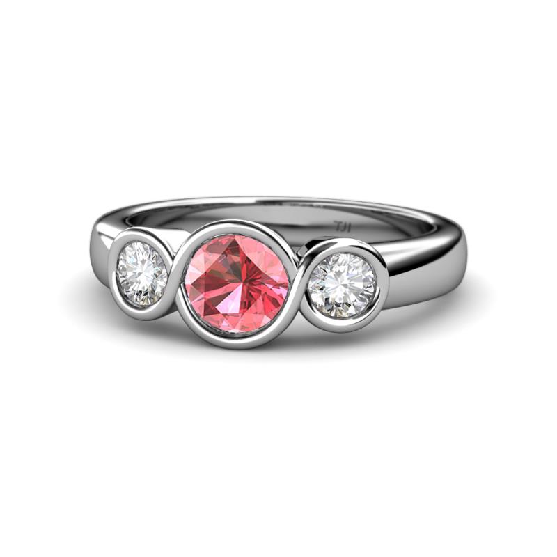 Naava Pink Tourmaline and Diamond Three Stone Engagement Ring 