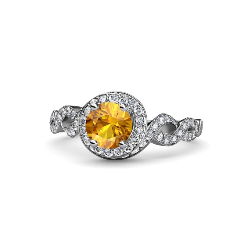 Hana Signature Citrine and Diamond Halo Engagement Ring 