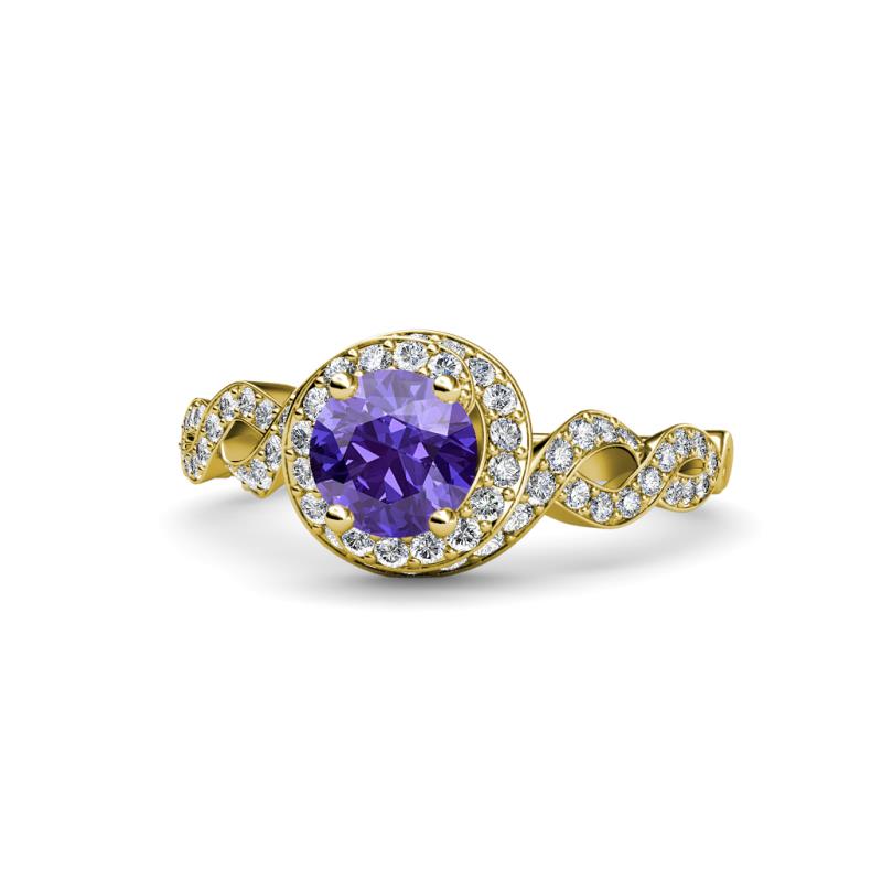 Hana Signature Iolite and Diamond Halo Engagement Ring 
