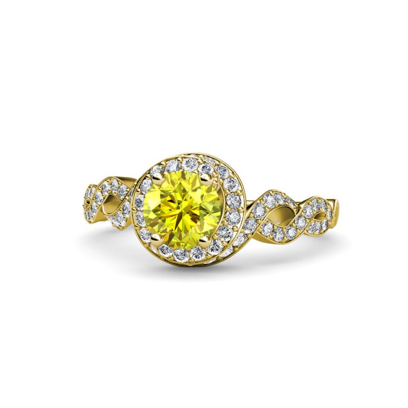 Hana Signature Yellow and White Diamond Halo Engagement Ring 