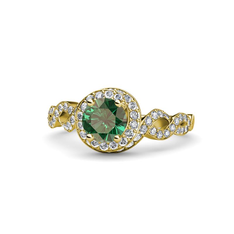 Hana Signature Diamond and Lab Created Alexandrite Halo Engagement Ring 