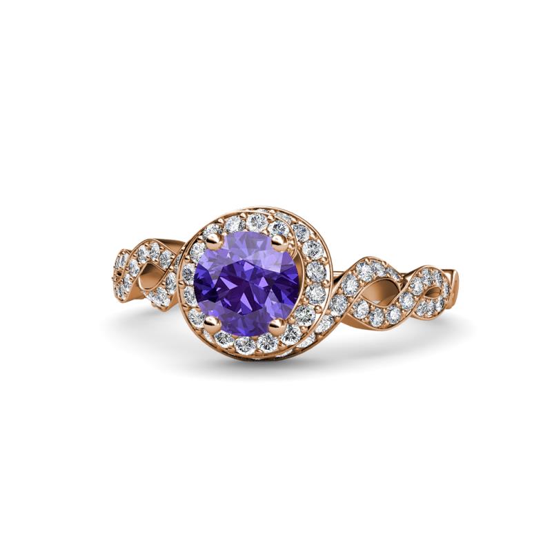 Hana Signature Iolite and Diamond Halo Engagement Ring 