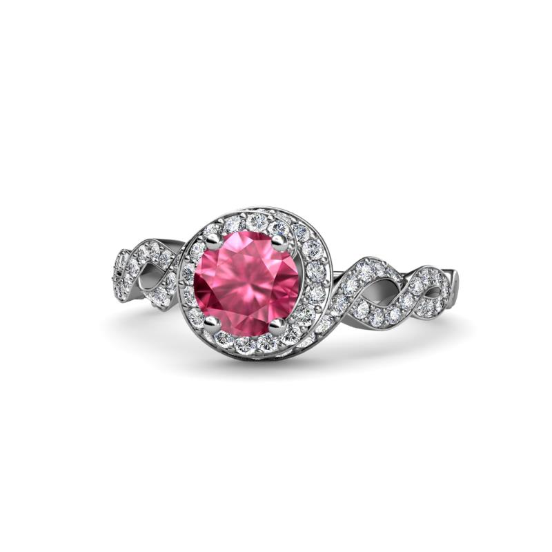 Hana Signature Pink Tourmaline and Diamond Halo Engagement Ring 