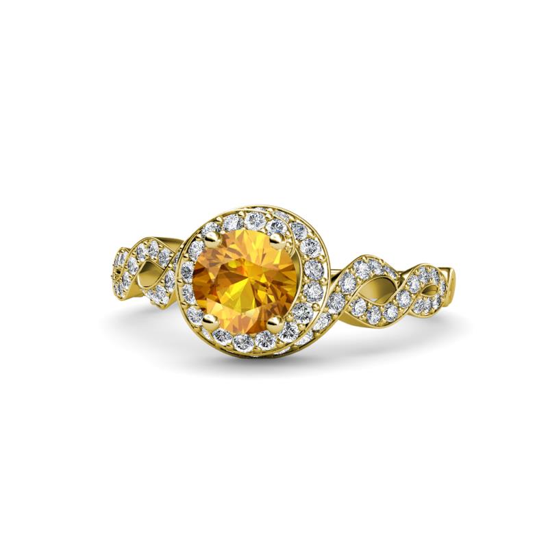 Hana Signature Citrine and Diamond Halo Engagement Ring 