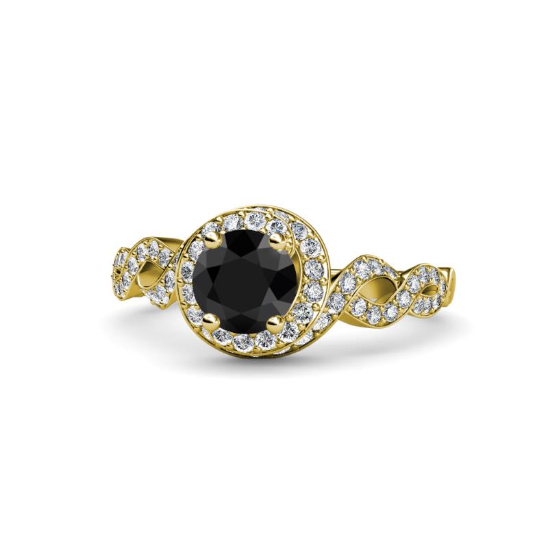 Hana Signature Black and White Diamond Halo Engagement Ring 