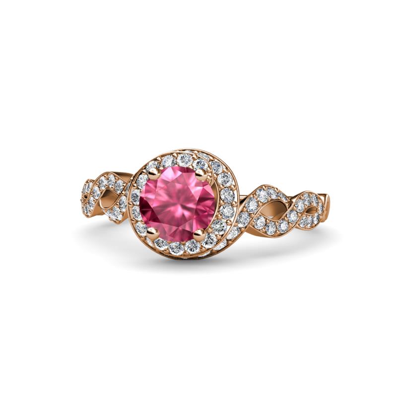 Hana Signature Pink Tourmaline and Diamond Halo Engagement Ring 