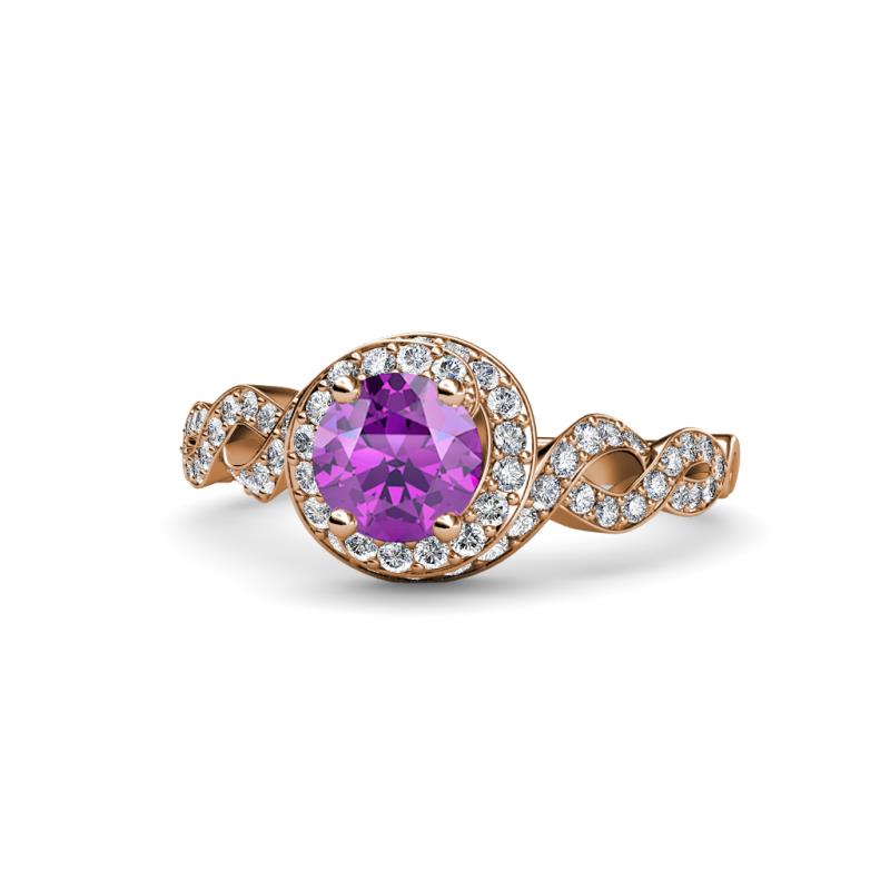 Hana Signature Amethyst and Diamond Halo Engagement Ring 