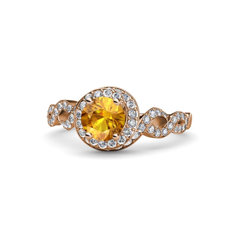 Hana Signature Citrine and Diamond Halo Engagement Ring 