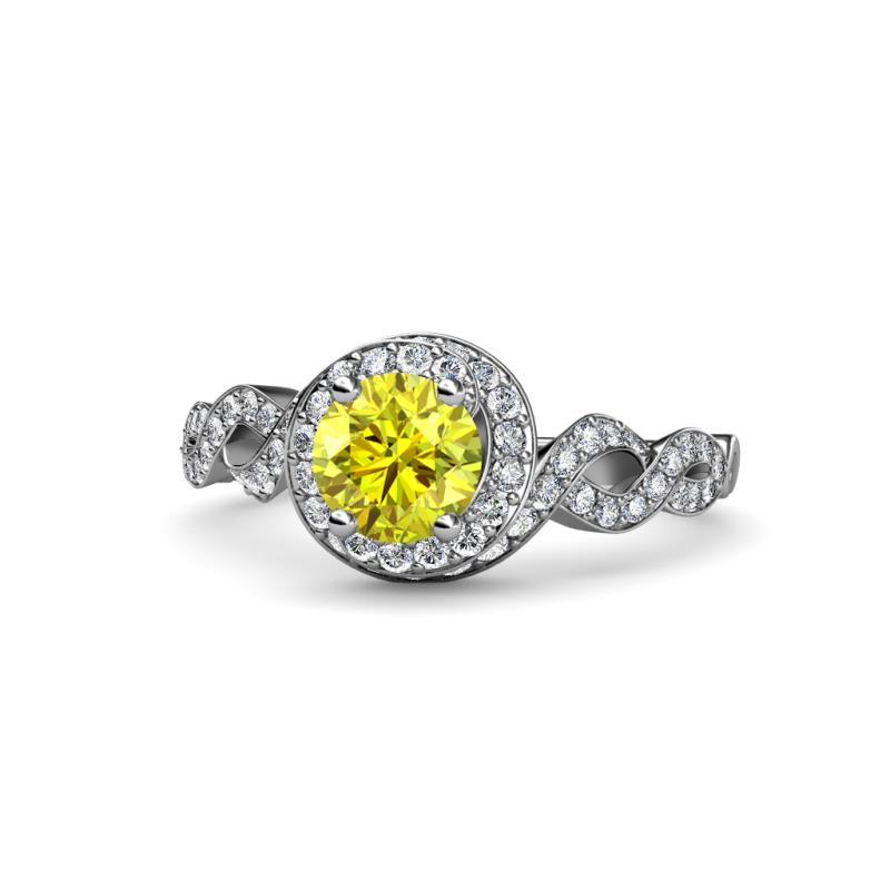 Hana Signature Yellow and White Diamond Halo Engagement Ring 