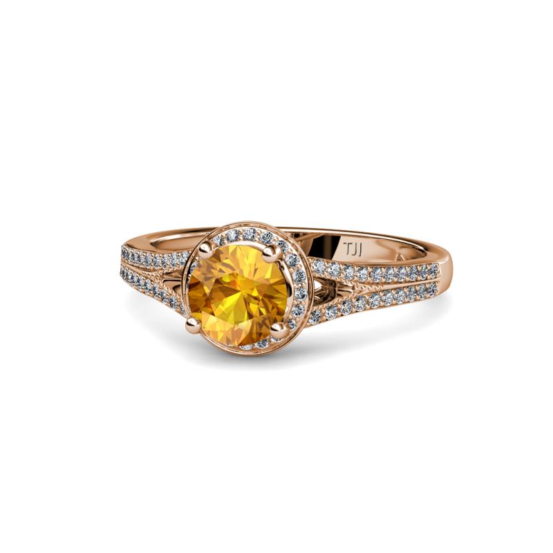 Levana Signature Citrine and Diamond Halo Engagement Ring 
