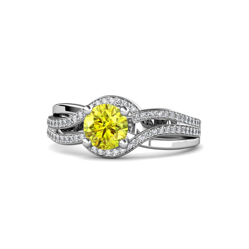 Aimee Signature Yellow and White Diamond Bypass Halo Engagement Ring 