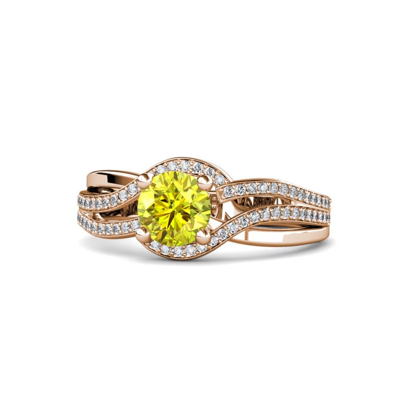 Aimee Signature Yellow and White Diamond Bypass Halo Engagement Ring 