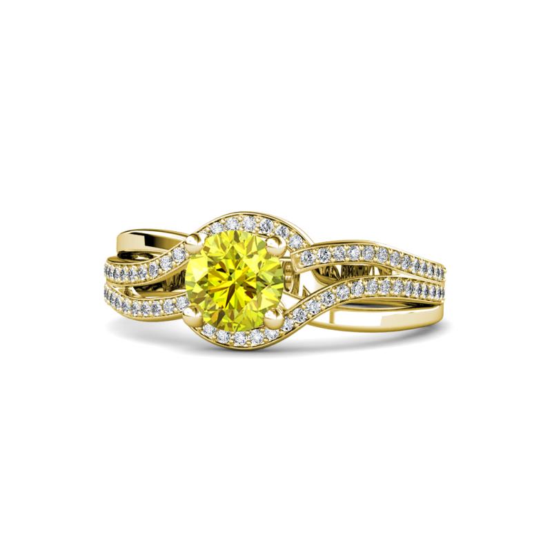 Aimee Signature Yellow and White Diamond Bypass Halo Engagement Ring 