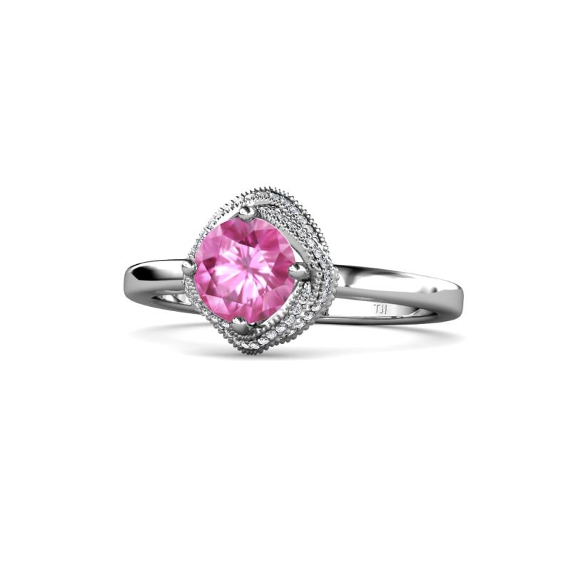 Anneka Signature Pink Sapphire and Diamond Halo Engagement Ring 