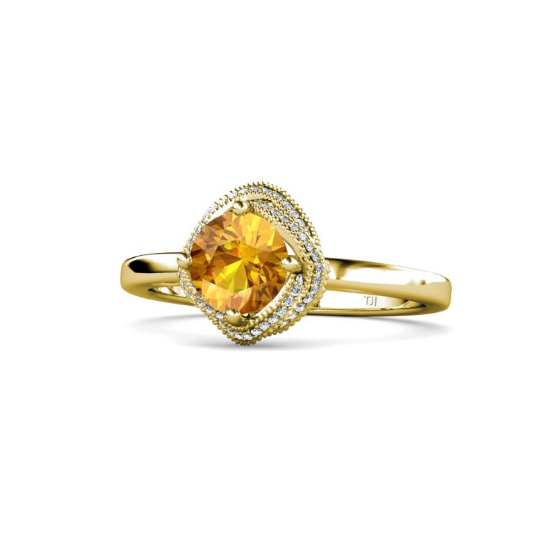 Anneka Signature Citrine and Diamond Halo Engagement Ring 