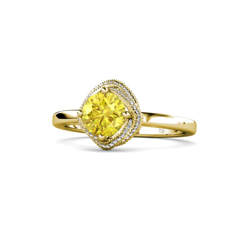 Anneka Signature Yellow Sapphire and Diamond Halo Engagement Ring 