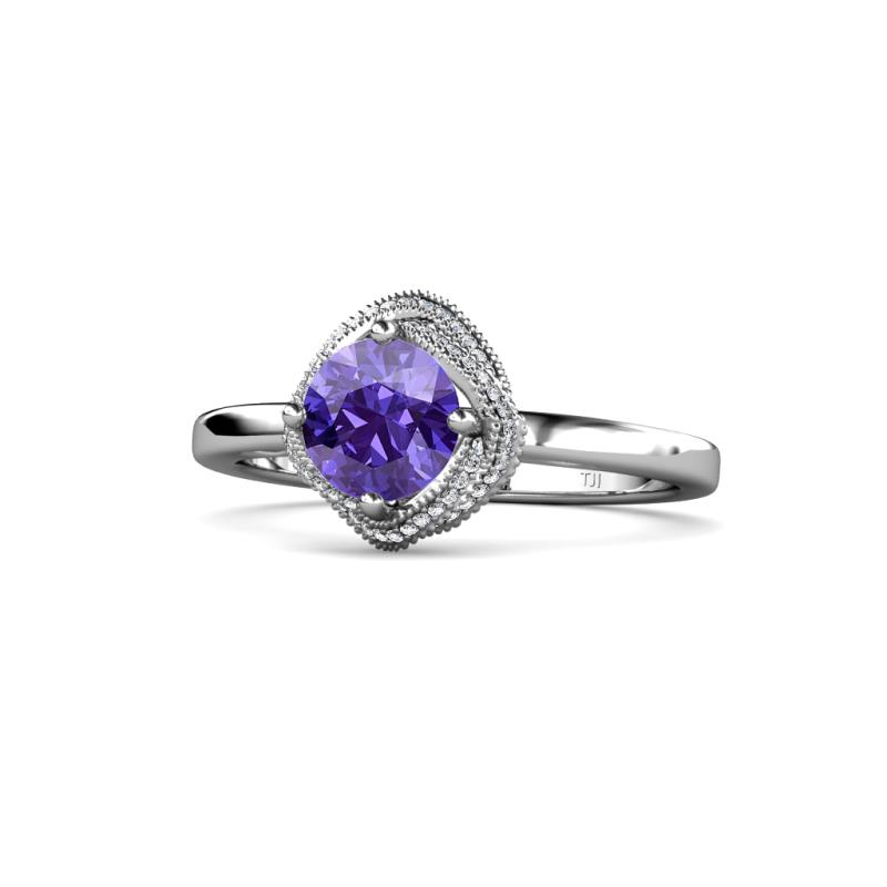 Anneka Signature Iolite and Diamond Halo Engagement Ring 