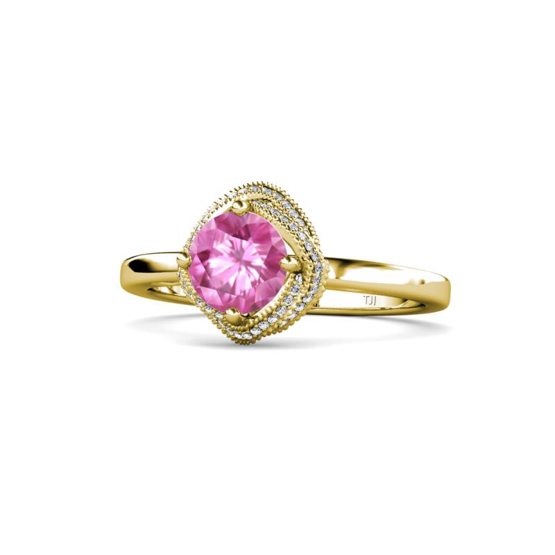 Anneka Signature Pink Sapphire and Diamond Halo Engagement Ring 