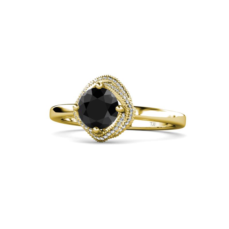 Anneka Signature Black and White Diamond Halo Engagement Ring 