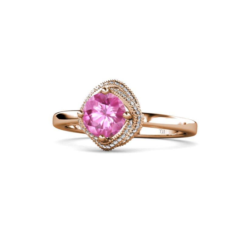 Anneka Signature Pink Sapphire and Diamond Halo Engagement Ring 