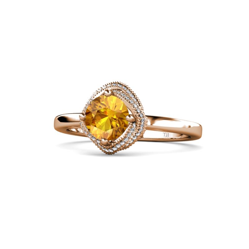 Anneka Signature Citrine and Diamond Halo Engagement Ring 