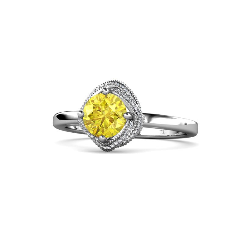 Anneka Signature Yellow Sapphire and Diamond Halo Engagement Ring 