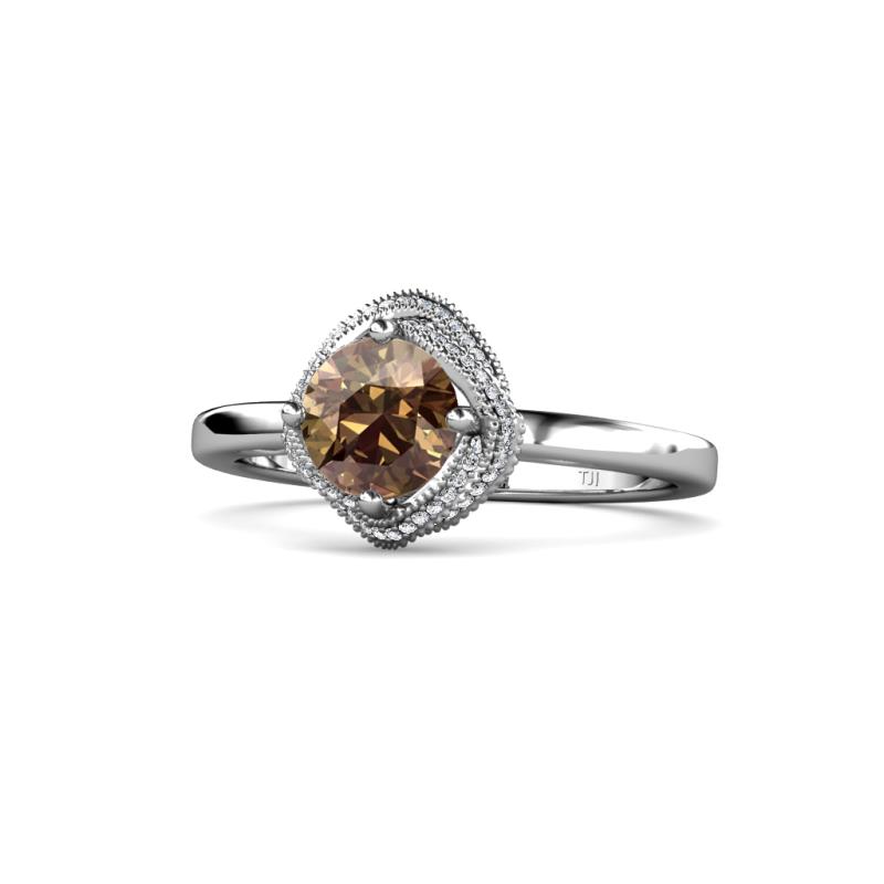 Anneka Signature Smoky Quartz and Diamond Halo Engagement Ring 