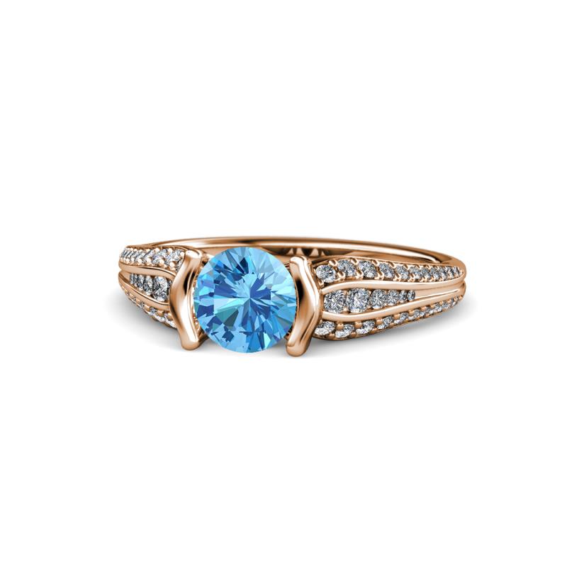Alair Signature Blue Topaz and Diamond Engagement Ring 