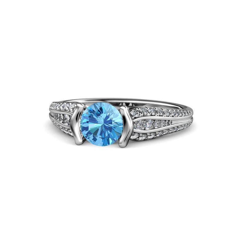 Alair Signature Blue Topaz and Diamond Engagement Ring 