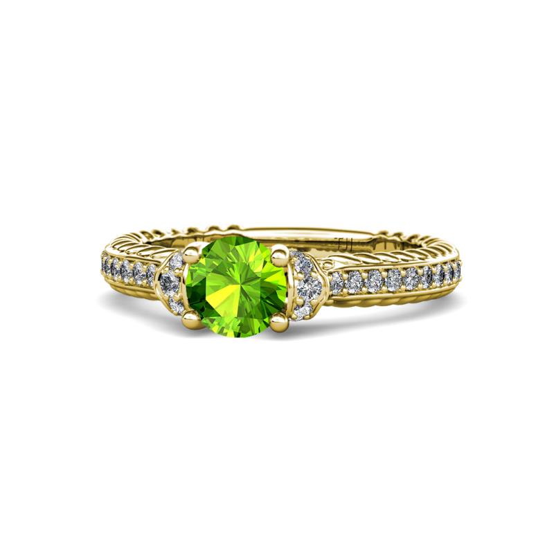 Anora Signature Peridot and Diamond Engagement Ring 