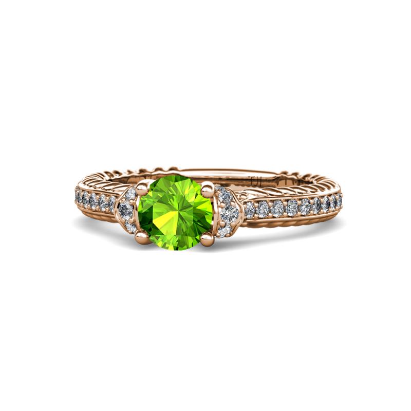 Anora Signature Peridot and Diamond Engagement Ring 