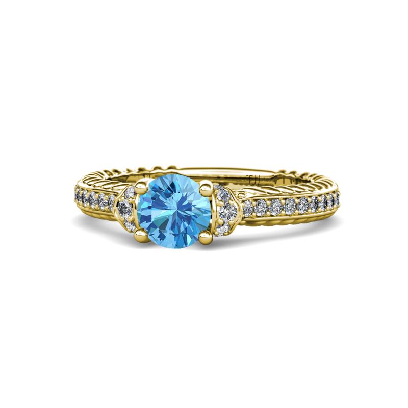 Anora Signature Blue Topaz and Diamond Engagement Ring 