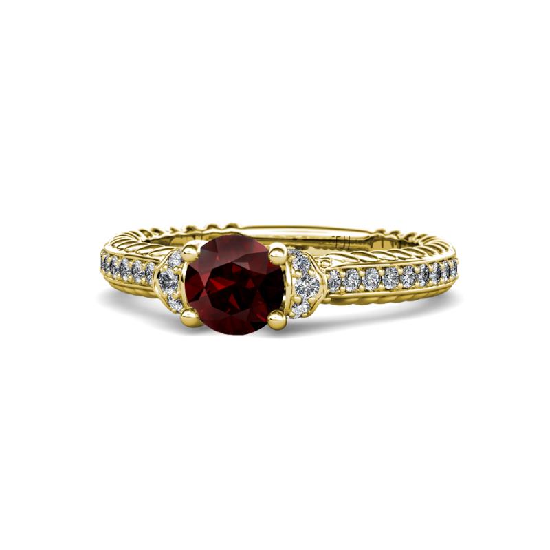 Anora Signature Red Garnet and Diamond Engagement Ring 