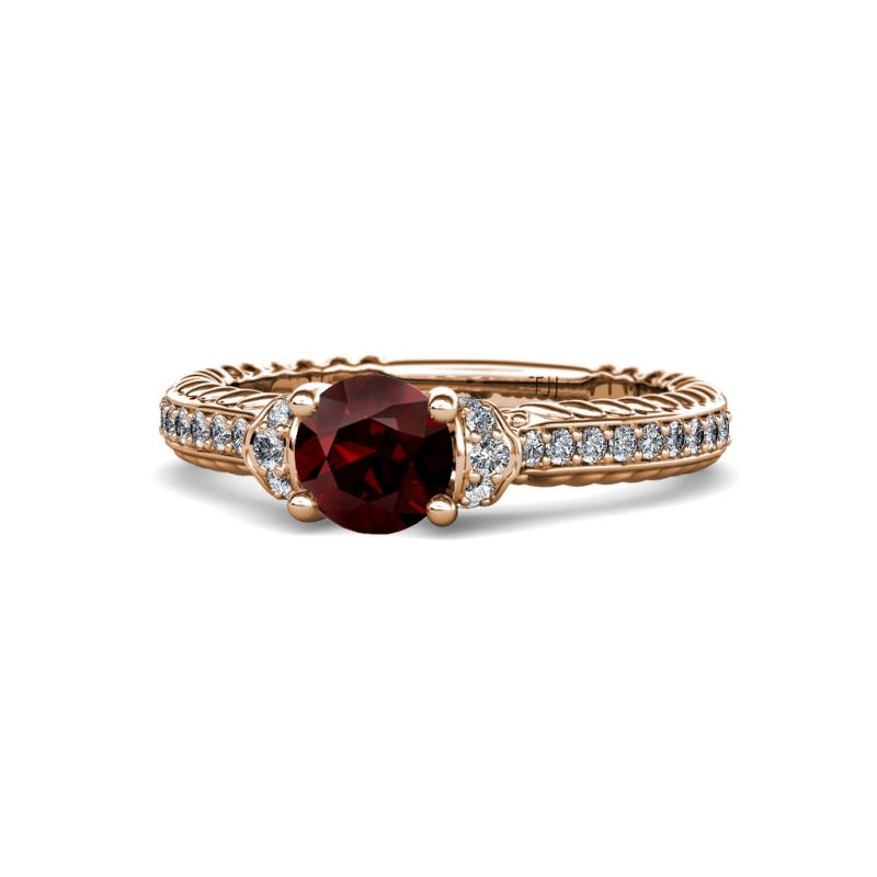Anora Signature Red Garnet and Diamond Engagement Ring 