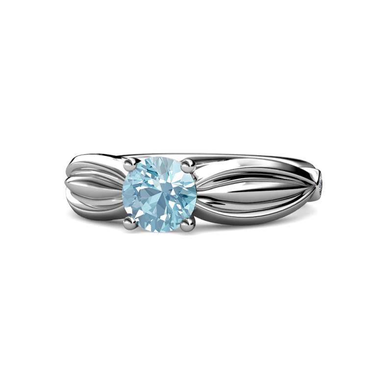 Kayla Signature Aquamarine and Diamond Solitaire Plus Engagement Ring 