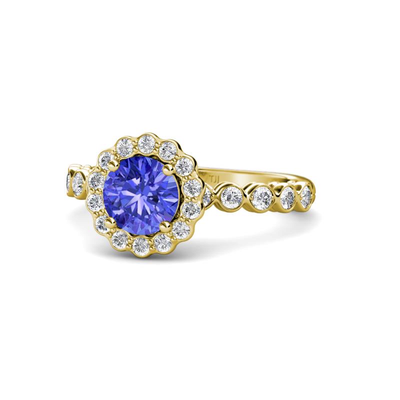 Aelan Signature Tanzanite and Diamond Floral Halo Engagement Ring 