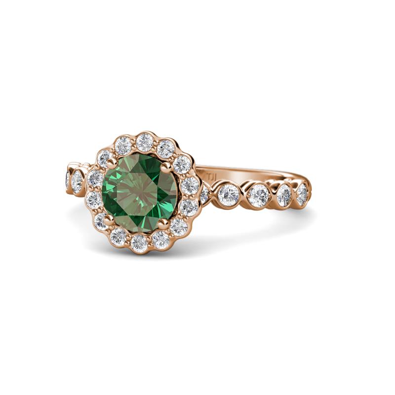 Aelan Signature Diamond and Lab Created Alexandrite Floral Halo Engagement Ring 