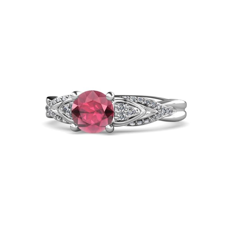Belinda Signature Rhodolite Garnet and Diamond Engagement Ring 