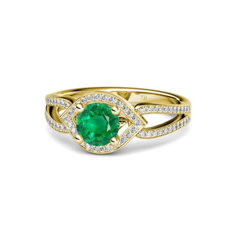 Liora Signature Emerald and Diamond Eye Halo Engagement Ring 