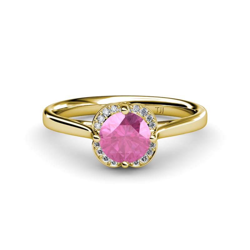 Myrna Pink Sapphire and Diamond Halo Engagement Ring 