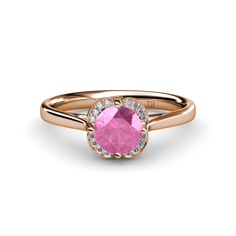 Myrna Pink Sapphire and Diamond Halo Engagement Ring 
