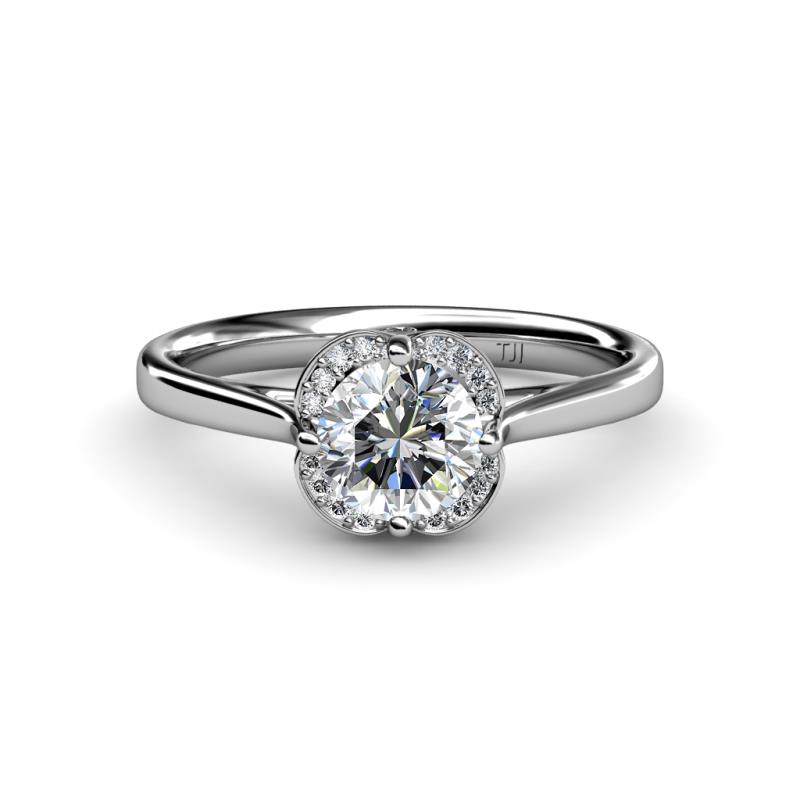 Myrna Round Diamond and Diamond Halo Engagement Ring 