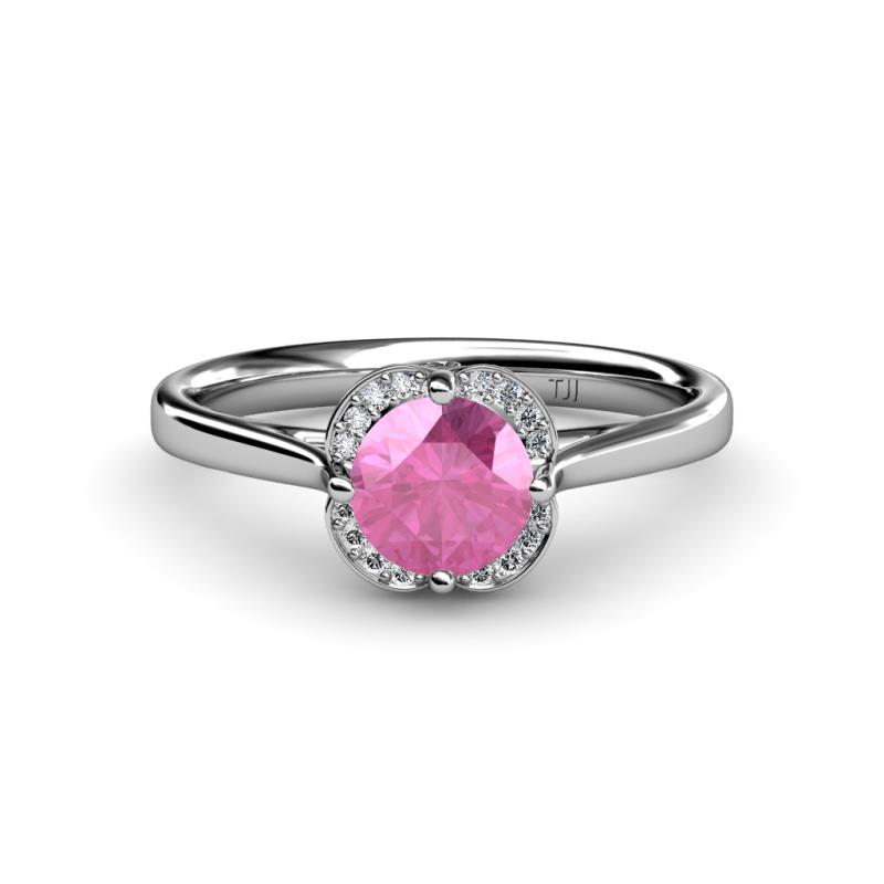 Myrna Pink Sapphire and Diamond Halo Engagement Ring  