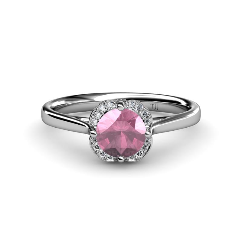 Myrna Pink Tourmaline and Diamond Halo Engagement Ring  