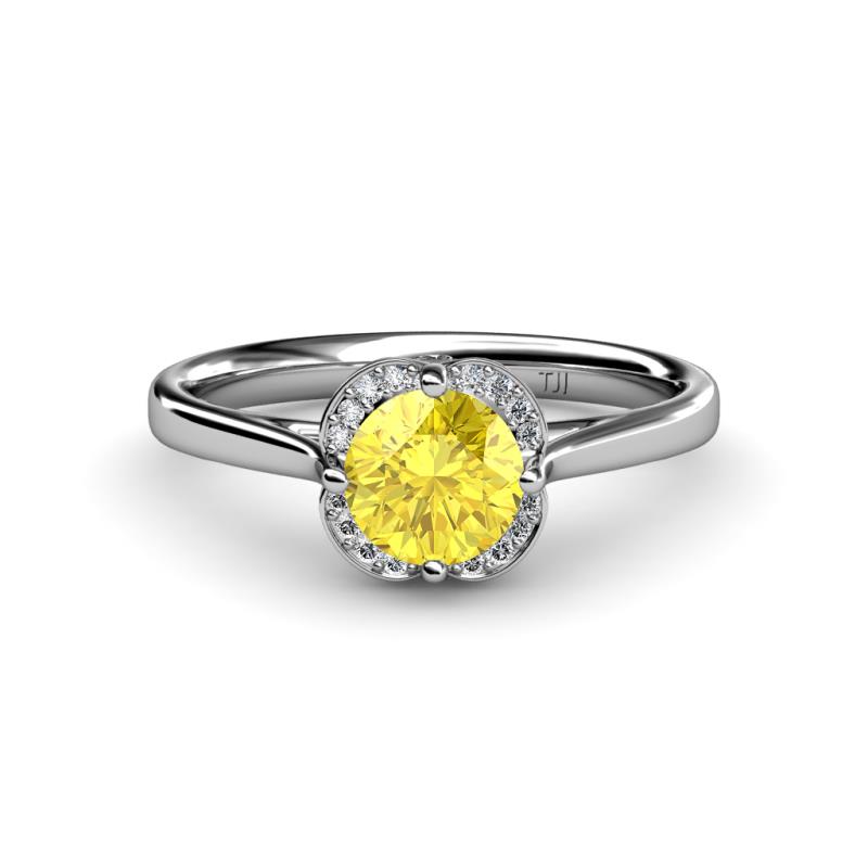 Myrna Yellow Sapphire and Diamond Halo Engagement Ring  